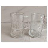 Vintage Etched Clear Glass Ship Nautical Beer