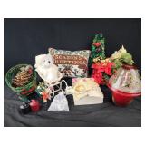 Large Christmas lot, pillow decor, faux flowers,