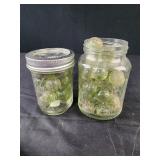 Atlas mason jar Kerr jar with green glass balls