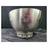 Stainless Steel Embossed Pedestal Serving Bowl -