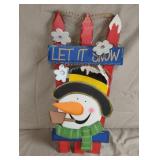Let It Snow snowman wood sign