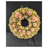 18" shaved wood flower wreath