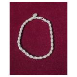 .925 Silver 4mm Rope Chain bracelet 7.63gr