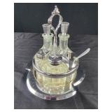 Vintage Condiment Ribbed Glass Cruet Set Salt