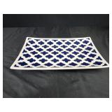 13.25 x 8 ceramic table top tray blue and white