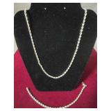 .925 Silver 4mm Rope Chain 24" necklace and 8"