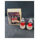 Indiana Glass ruby band Diamond Point salt and