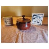 Round Wooden Trinket Box, G rubber stamp, horse