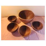 Vintage MCM Teak Wooden Bowls salad bowl Set