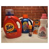 Tide (full), clorox (partial, woolite, laundry