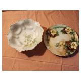 Antique.S. Prussian Berry Bowl-Lillies 8",