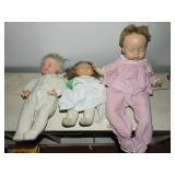 3 Hard Plastic & Cloth Dolls 15", 20" & 25"