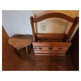 Wooden heart stool and magazine holder