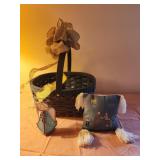 6" stained glass angel, Blue basket and mini