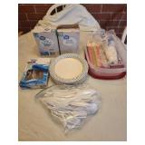 Plastic utensils, straws, paper plates