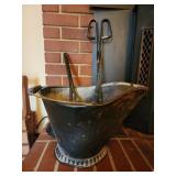 Vintage Coal or Ash Bucket with scoop and tongs