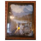 21x27 large mountain scene clock hands are bot