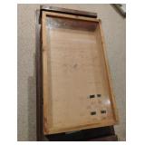 Display case with plexi glass. 13.5 x 3 1/4 x 23