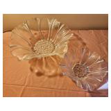 Vintage glass crystal Sunflower bowls 12" and 8"