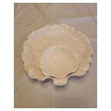 Whittier Pottery Cabbage Leaf 2 tier Chip and Dip