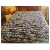 Blue and white plush throw 96 x 88
