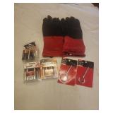 Gloves, batteries, screw hooks