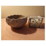 Fall bowl, metal heart candle holder