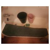 Trash cans, bathroom rug green, nightlight