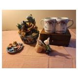 25th anniversary mugs, rabbit couple, music box