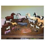 18 Plastic Horses & 1 Bull - 2" to 8" tall