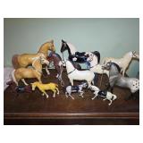 12 Plastic Horses 4" to 10" tall
