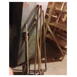 Garden tools including hoes, short shovel and