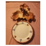 Ceramic Oak Leaf Shaped 3-divided Acorns Branch