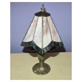 15" Stained Glass & Cast Iron Lamp