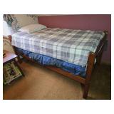 Solid Wood Twin Sz Bunk Bed Bottom & Mattress
