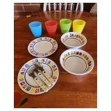 Munchkin cups, alphabet kids plates bowls