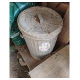 Galvanized trash can with gate latches, zip ties,