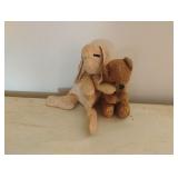 Vintage stuffed bear and bunny