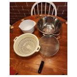 Strainers and mixing bowl