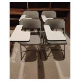 Metal chairs with right hand tablet arm. Set of