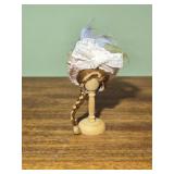 3" Miniature Hat Stand w/ Red Wig & Victorian Hat