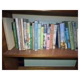 Various Books on Top Left Shelf