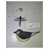 Stained Glass Bird & Glass Dragonfly Window Decor