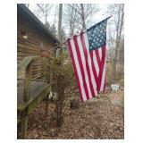 American flag with handmade pole 58 x 32