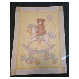 Baby Blanket w/ Bear Riding a Rocking Horse 42"x