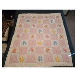 Handmade Baby Blanket w/ Carebear Patches 51"x