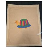 Handmade Yellow Baby Blanket w/ Colorful Turtle