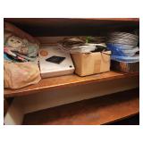 Shelf contents, wires. Dvd burner, disposable