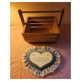 Wooden basket country bear design, heart wall