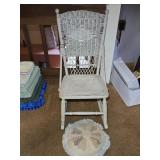 Wicker Rocking Chair & Throw Pillow